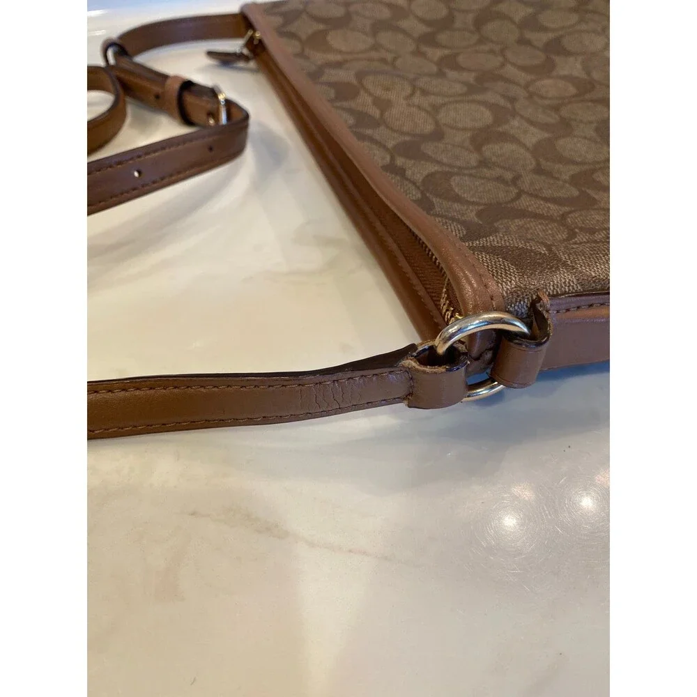 Coach Signature Brown File Crossbody Bag PVC Leather Zip Classic Chic F58297 - Picture 5 of 12